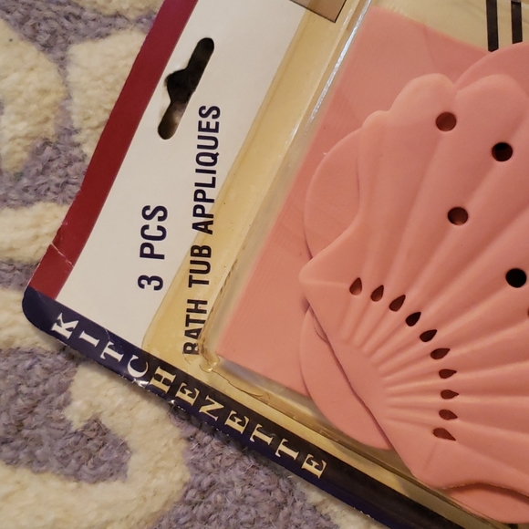 Vintage 3 Piece Pink Seashell Bath Tub "Non Slip" Appliques - Picture 5 of 9